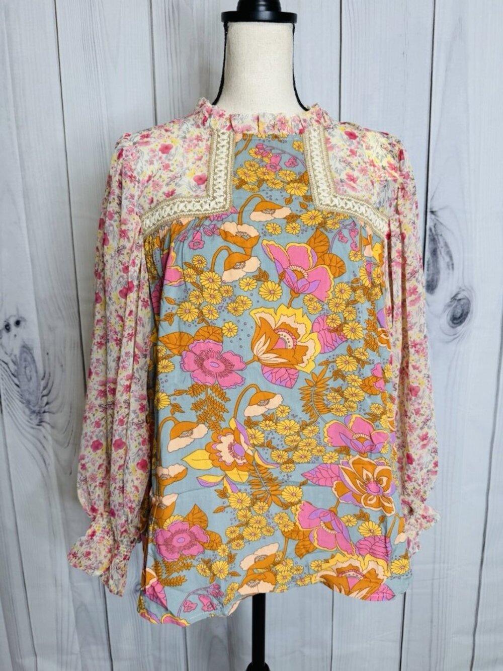 Jodifl Blouse Womens Sz M Floral Boho Chic Peasant Ruffle Cottagecore NWT NEW